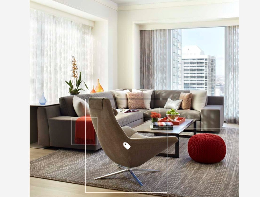 Modern living room with warm lighting and contemporary decor